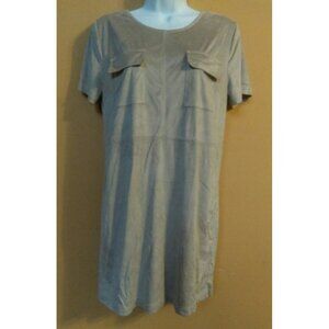 Influence Silver Gray Soft Velvet Straight Pullover Short Sleeve Shirt Dress 10